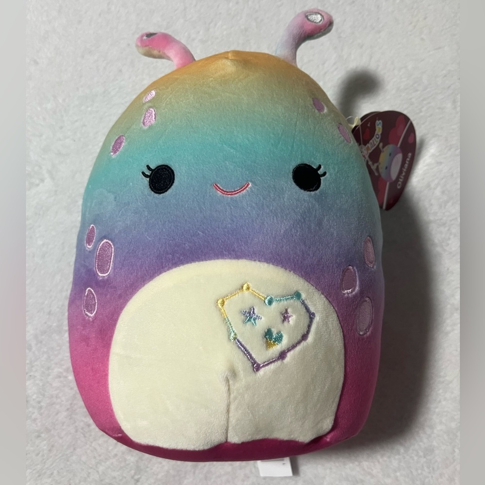 Squishmallow Oliviana the rainbow valentine alien 8”